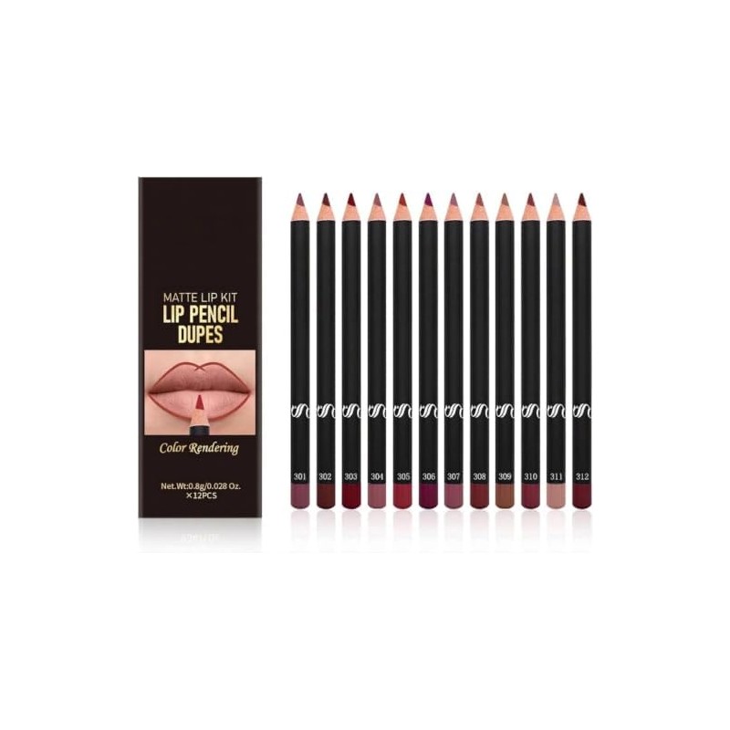 Juego de 12 delineador de labios, delineador labios de Larga