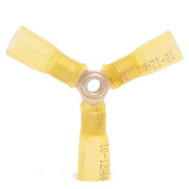 12-10 Gauge 3 Way Yellow Heat Shrink Butt Splice Wire Connector Automotive - Marine Made in USA 10-12 AWG 3-Way (4)
