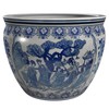 Red Lantern 12" Ladies Blue & White Porcelain Fishbowl Planter