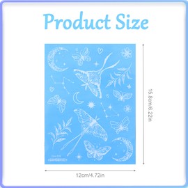 Gjinxi Luminous Flower Butterfly Temporary Tattoos, 7 Sheets Glow In The Dark Tattoo Wings Waterproof Face Body Arm Tattoo Stickers for Women Girls Night Glitter Party Supply