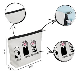 WZJHCL Cat Paw Makeup Pouch Bag Cat Lover Gift Cat Owner Gift Cat Mom Cosmetic Bag Cat Themed Storage Bag Rock Paper Scissors (3 Cat Paw)