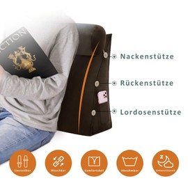 Rucener 5.5 lbs Adjustable 3 in 1 Reading Pillows for Sitting in Bed Adult, Back Pillow for Bed Sitting Up with Neck Support, Bed Pillows for Women with Removable Cover