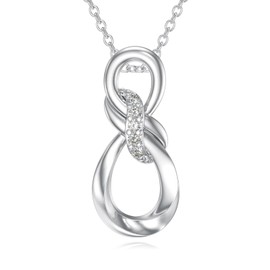 LWXIE Diamond Infinity Necklace for Women 925 Sterling Silver Infinity Pendant Necklace with Lab Grown Diamond Jewelry Gifts for Mom Wife Girlfriend