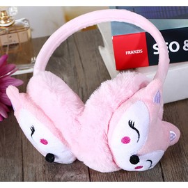 iEasey Cute Women's Girls Warm Ear Warmers Earmuffs Winter Plush Cuddly Ear Warmers Earbands Ears Cover Cold Protection Warm Earmuffs with Lining for Outdoor Cycling Ski Travel, Light pink