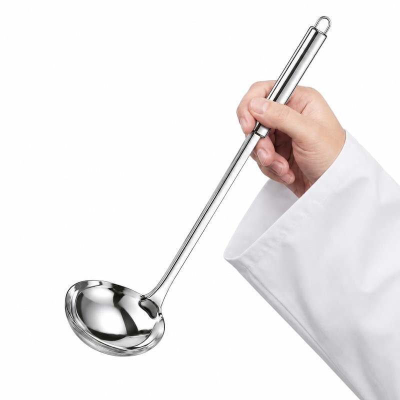 Aldera Home Stainless Steel Soup Ladle with Long Handle, Silver