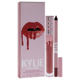 Kylie Cosmetics Kit de labios mate, suéter 704 para mujer, 2 lápices labiales líquidos mate de 0.10 onzas, delineador de labios de 0.03 onzas