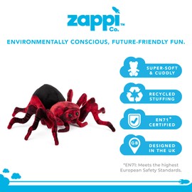 Zappi Co Plush Children's Stuffed Soft Cuddly Plush Toy-Part of Safari Animals Collection, Perfect for Kids (22cm Depth)(Spider)