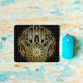 Beabes Hamsa Comfortable Mouse Pads Golden and Black Hamsa Hand Paisley Floral Non-Slip Rubber Base Mouse Mats for Computers Laptop Mouse for Men Women Boys Girls 9.5X7.9 Inch