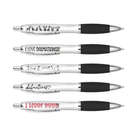 DV DESIGN 5 x Dalmatians Black Pens - Pets Dogs Puppy Funny Animal Stationary Equipment School Teacher Friend Girls Boys Birthday Set #81332