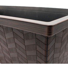 The HC Companies Borden 21" Tall Planter for Outdoor Plants - Lightweight Plastic Plant Pot with Drainage Hole and Plugs for Front Porch, Deck, Patio and Home, Chestnut