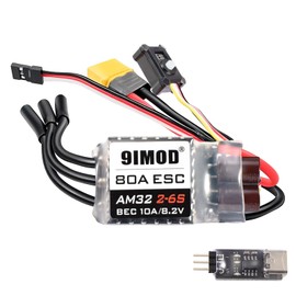 2-in-1 AM32 Crawler Brushless ESC, 80A ESC 2-6S Lipo, BEC 5.2-8.4V with XT60/USB Programming Card, RC Brushless Motor Electric Speed Controller ESC for 1/8 1/10 Scale RC Truck Off-Road Car