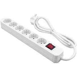 MediaRange 6-Way Power Strip with Switch, Child Lock and Protective Contact, 1.4 m, White