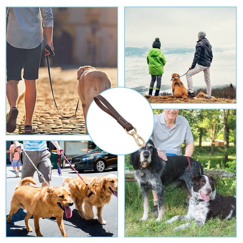 DONGKER 11.8" Short Dog Leash, Leather No Tangle Dog Leash