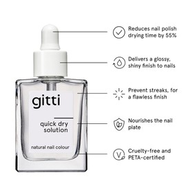 gitti Quick Dry Solution I Nail Polish Drying Drops, Plant-based, Non-toxic, 100% Natural Ingredients, Cruelty-Free, Vegan I Prevents Streaks, Nourishes Nails and Cuticles, Glossy Finish, (0.47 fl oz)