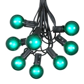 100 Foot G40 Outdoor Patio String Lights with 125 Green Globe Bulbs – Indoor Outdoor String Lights – Market Bistro Café Hanging String Lights – C7/E12 Base - Black Wire