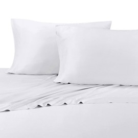 Royal Hotel Bedding Soft Hotel Cooling Sheets for Hot Sleepers, 5PC Organic Viscose Derived from Bamboo Sheets, Sheet and Pillow Cases Set - Deep Pocket (Split King - White)