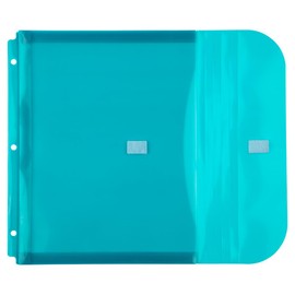 JAM PAPER Plastic 3 Hole Punch Binder Envelopes with Hook & Loop Closure - Letter Booklet - 241.3 x 292.1 mm (9 1/2" x 11 1/2") with 25.4 mm (1") Expansion - Teal - 12/Pack