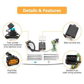 WeiSen 4-Pin Trailer Wiring Harness with Plug & Play Connector for Trailer Taillight and Signal Compatible with Hyundai Santa Fe 19-23 Cruz 23-24 Palisade 20-23 Tucson, Fit Kia Telluride Sorento