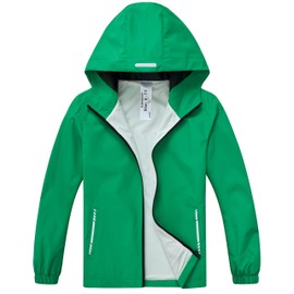 Slwosdlds Boys Girls Waterproof Rain Jacket Lightweight soft lining Kids Windbreaker Hooded Coat Easy to Fold
