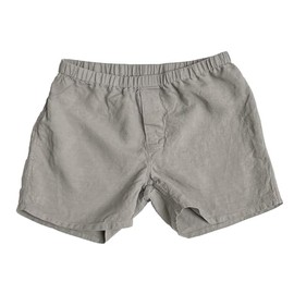 Linoto Men's 100% Linen Boxer Shorts, Warm Gray, Elastic Waistband, Medium