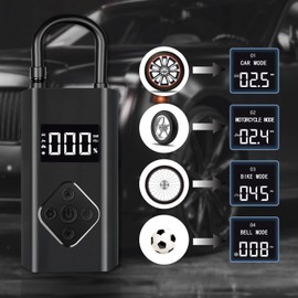 Portable Air Compressor,Hand-Held Air Compressor Tire Inflator,Auto Tire Pump with LED Light,Multi-Functional Use,Suitable for Bicycle Tire,Car Tire,Motorboat Bed,Football and Other Inflating Tools