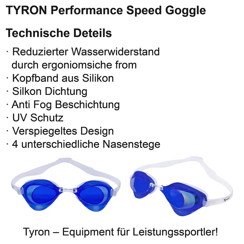 Tyron Performance Speed Goggle (Dark Blue Mirrored), Swimming Goggles |