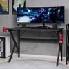Lavish Home Gaming Computer Desk - Carbon Fiber Texture Finish PC Desk with Cup Holder, Headphones Hanger, K Shaped Legs, Cable Management (Black)