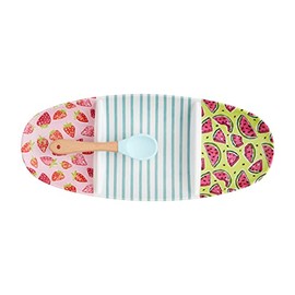 Mud Pie Fruit Divided Tray Set, Tray 5 1/2" X 13" | Spoon 5 1/2"