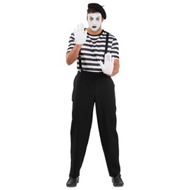 Fun Shack Mime Artist Costume, Mime Costume Men, French Mime Costume, Mime Fancy Dress Large