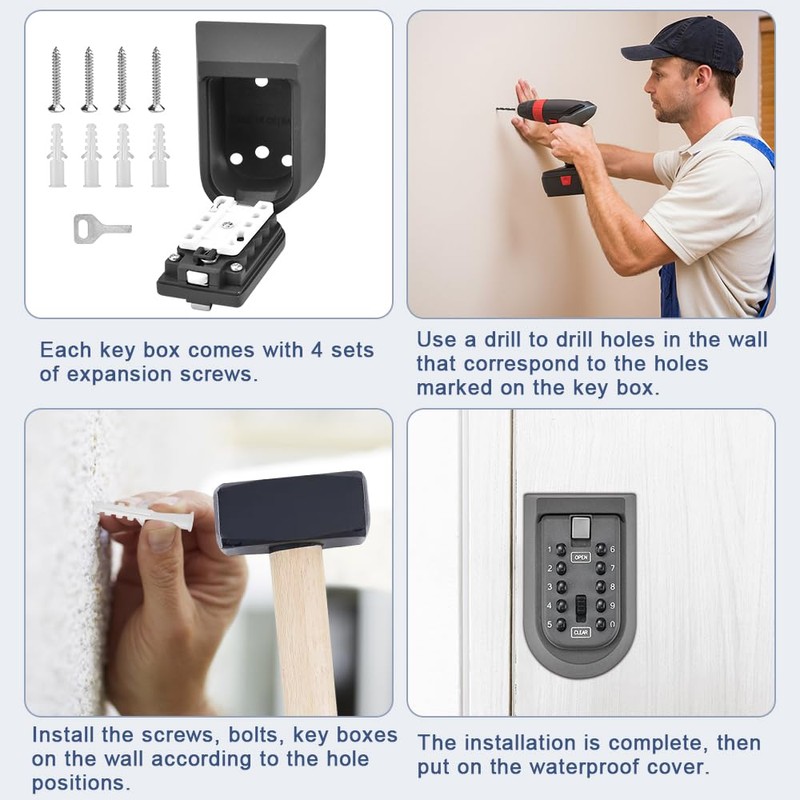 FTISSLY Key Safe with Number Code Key Safe Outdoor Key
