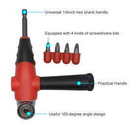 SENRISE Right Angle Attachment 105 Degree 1/4" Hex Angle Drill Attachment Adapter Driver Extension Screwdriver Drill Attachment Set