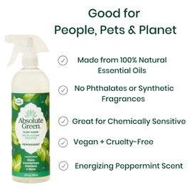 Absolute Green All-Purpose Cleaner Spray,100% Natural, Non-Toxic, Multipurpose Use: Kitchen Surface, Countertops, Glass, Stainless, Stone and more, Kid and Pet Safe, PEPPERMINT (6 pack)