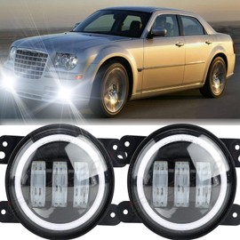 CHUSYYRAY Compatible with Chrysler 300C 2005 2006 2007 2008 2009 2010 Fog Lights Chrysler 300 SRT8 2005 2006 Fog Bulbs, Front Bumper DRL Turn Light LED Fog Lamp, 300% Brightness, Pack of 2