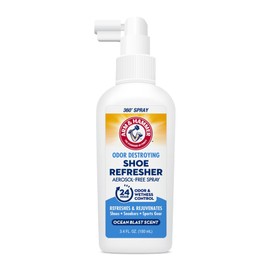 Arm & Hammer Shoe Refresher Spray, Odor Eliminator for Sneakers, 24 Odor & Wetness Control, Aerosol-Free Shoe Deodorizer Spray, Ocean Blast Scent, 3.4 oz
