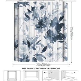 mefound Shower Curtain Waterproof & Mould Resistant Premium Hotel Quality Polyester Bathtub Curtain Weighted Hem & Rust-Proof Grommets 180 x 180 cm with 12 Hooks