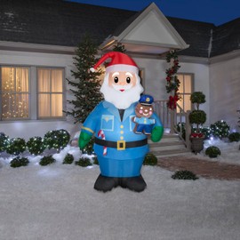 7 Foot Police Officer Santa Light Up Christmas Inflatable Lawn Decoration