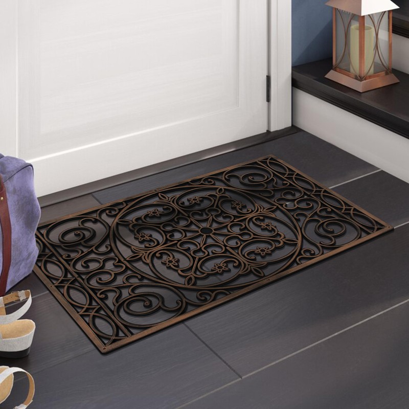 A1 Home Collections Rubber Grill Doormat, Elegant Star Pattern