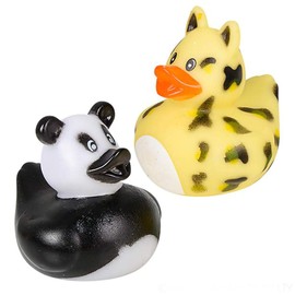 Animal Safari Zoo Rubber Duck Toy Duckies for Kids, Bath Birthday Baby Showers Classroom Summer Beach and Pool Activity Party Favors, 2" (6-Pack)