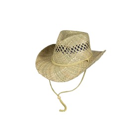 '"Beachcomber Natural Straw Hat with Chin Strap Western, Cowboy Hat, Beach Hat