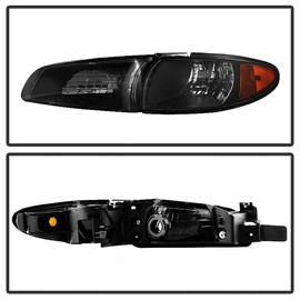ACANII - For Upgrade Black Smoke 1997-2003 Pontiac Grand Prix Headlights w/Corner Signal Lamps Driver + Passenger Side