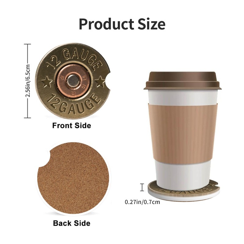 Car Coasters for Cup Holder 2 Pack - 12 Gauge