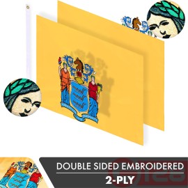 UD_New Jersey State Flag 210D Embroidered Polyester 3x5 Ft - Double Sided 3ply