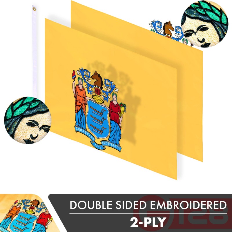 UD_New Jersey State Flag 210D Embroidered Polyester 3x5 Ft -