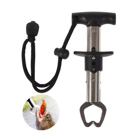 JLEivvi 1 PCS Fish Lip Gripper Portable Fish Grip Holder Stainless Steel Fishing Grabber Tool for Fishing(Black)