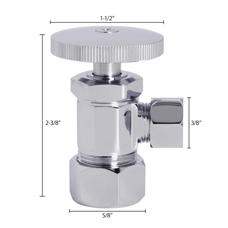 Westbrass A105-01 Round Handle Angle Stop Shut Off Valve, 1/2"
