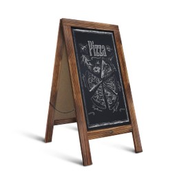 HBCY Creations A Frame Chalkboard 40x20 Solid Wood A-Frame Sign Rustic Brown Double-Sided Magnetic Board, Chalkboard Menu Board, for Restaurants, Cafés, Weddings - Heavy Duty Hinges