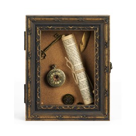 FOLKOR Flowers Shadow Box Display Case 8x10, Vintage Shadow Box Picture Frame with Pins and Tapes for Wedding Bouquet Memorabilia Medals Photos Baby Items, Warm Gift for Mom Sister Friend (Black Gold)
