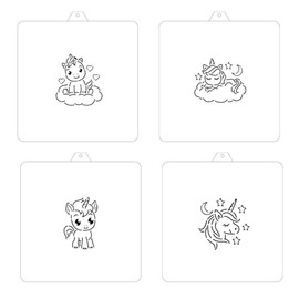 PYO Cookie Stencil Paint Your Own Cookie Stencils, Set of Stencils for Decorating Cookies Coloring Pages Stencils Reusable Paint Your own Cookie templates for Decorating (Unicorn)