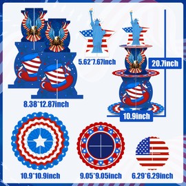 3 Tier Patriotic Cupcake Stand Statue of Liberty Dessert Tower Holder Display Cardboard USA Christmas American Flag Birthday Party Decoration Supplies for Xmas Holiday New Year Labor Day Veterans Day