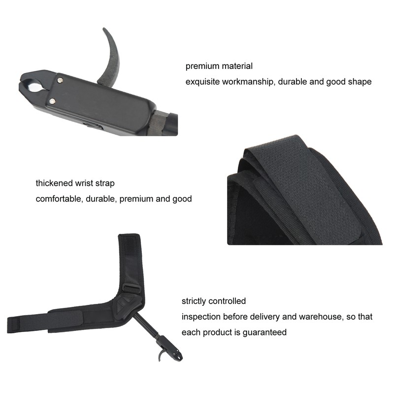 Bow Caliper Release Aid Aluminum Alloy Neoprene Wrist Strap Archery
